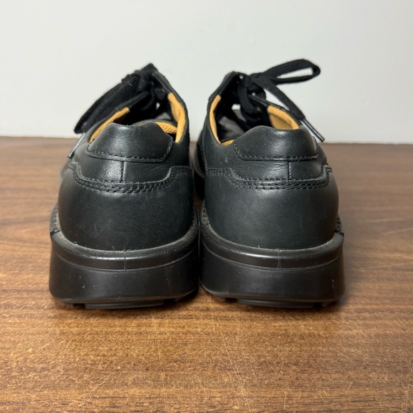Ecco Men's Black Genuine Leather Arch Support Apron Derby Shoes size 10 - Picture 7 of 12